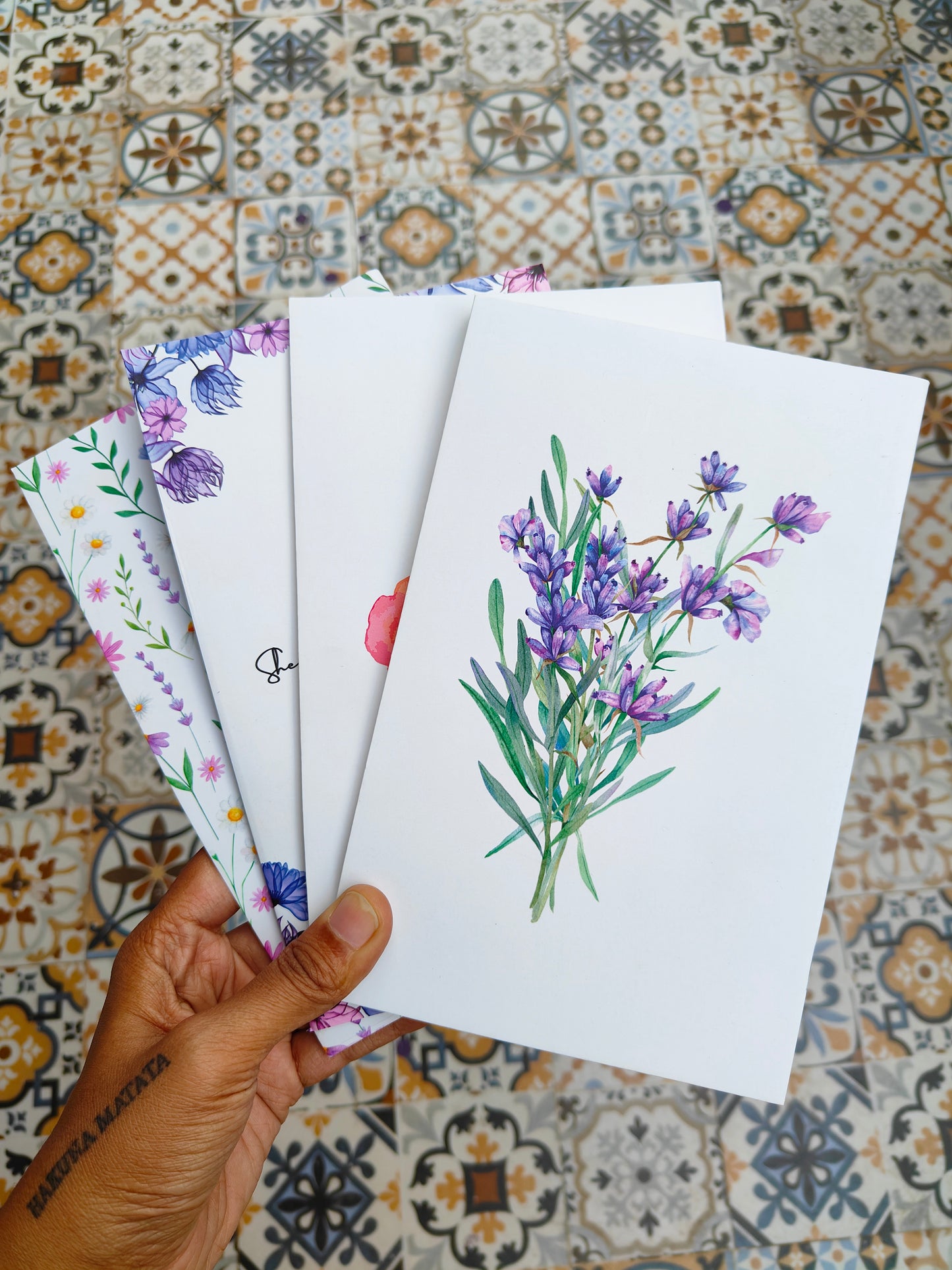 Enlightink A5 Handy Cute Unruled, Plain, Floral notebooks for everyone Set of 4 for doodling, Writing Notebooks - Matte Finished - Journal Diary