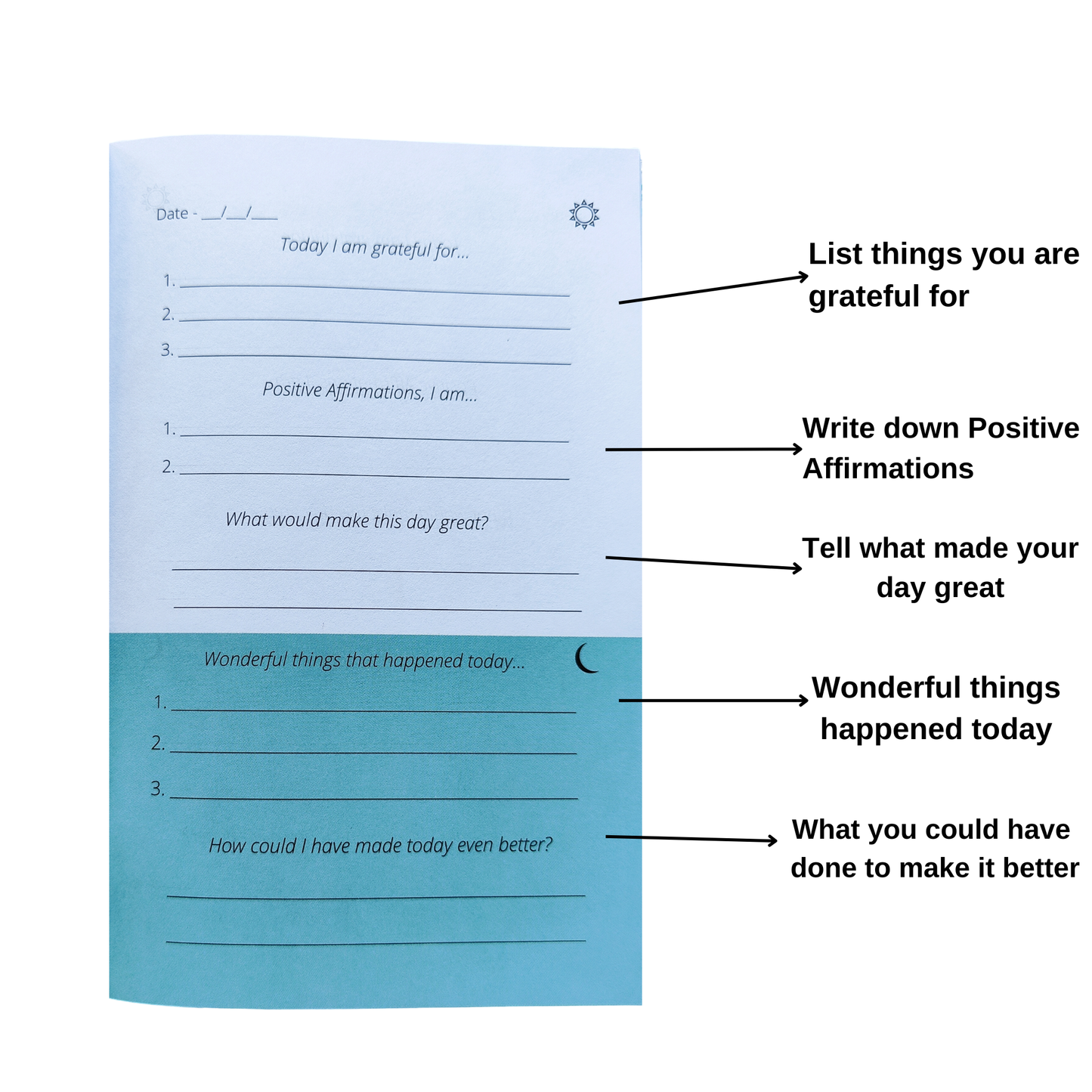 5 Minute Gratitude Journal - A Happier You in 5 Minutes a Day (Blue Colour)