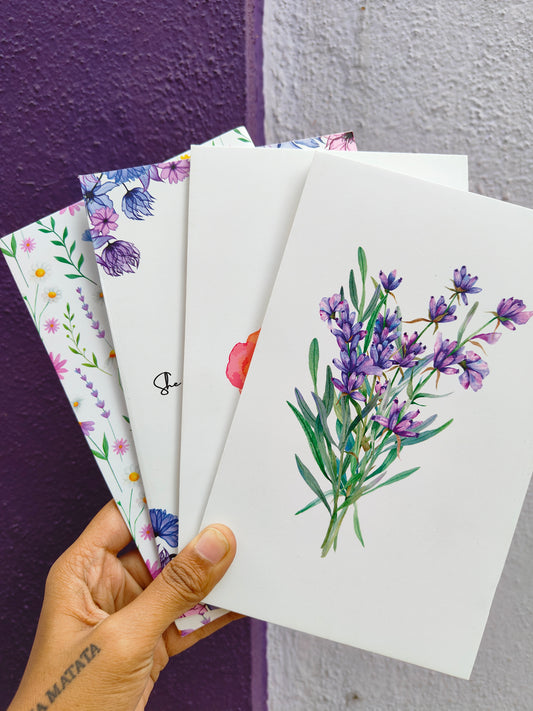 Enlightink A5 Handy Cute Unruled, Plain, Floral notebooks for everyone Set of 4 for doodling, Writing Notebooks - Matte Finished - Journal Diary