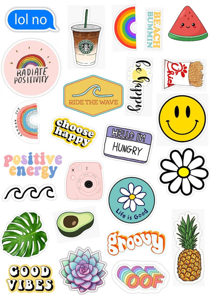 Fun combo of Floral and Funky stickers - 40 Sticker pieces