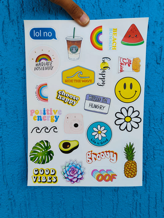 Fun combo of Floral and Funky stickers - 40 Sticker pieces